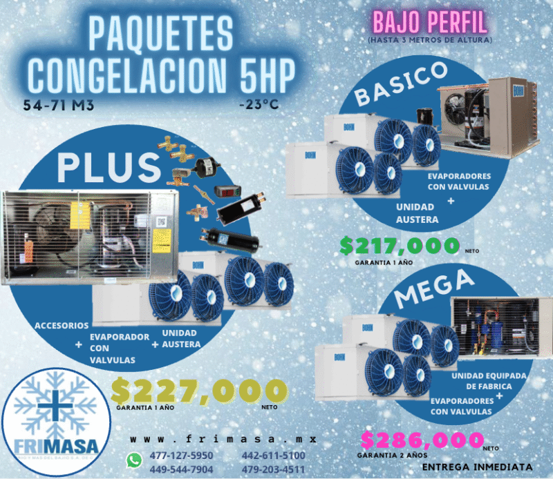 PAQUETES CONGELACION 5HP BAJO PERFIL